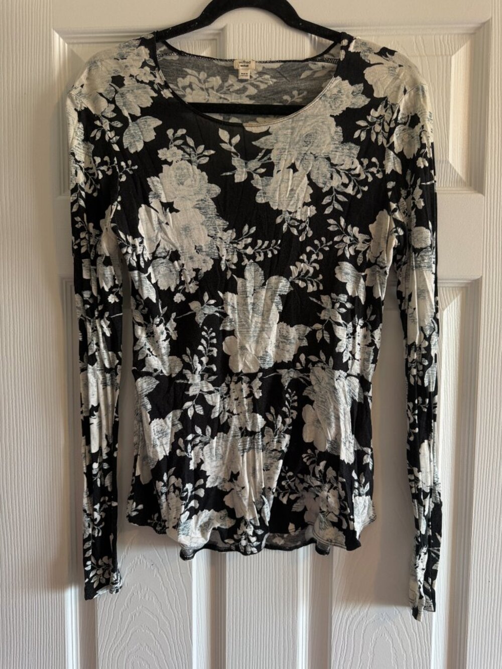Aritzia Wilfred Black & Cream Floral Peplum Top M